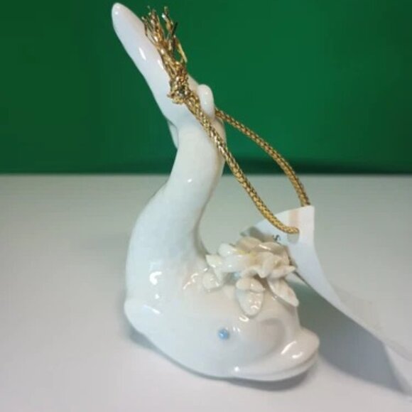 Rare Peter Okumoto Porcelain Hawaii Plumeria Dolphin + Surfing Santa Signed - Picture 10 of 13